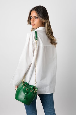 Sac seau en cuir Eden - Vert et doré