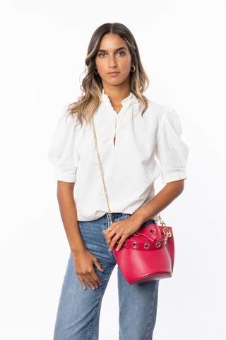 Sac seau en cuir Eden - Fuchsia