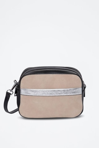 Sac bandoulière en cuir Rosine - Noir et beige