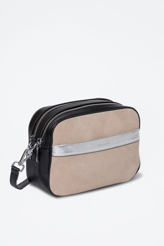 Sac bandoulière en cuir Rosine - Noir et beige