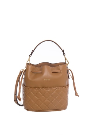 Sac seau en croûte de cuir Virgin - Marron