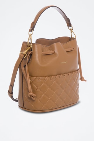 Sac seau en croûte de cuir Virgin - Marron