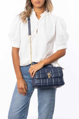 Sac bandoulière en cuir Fleurus - Bleu marine