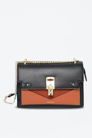 Sac bandoulière en cuir Simone - Noir et miel
