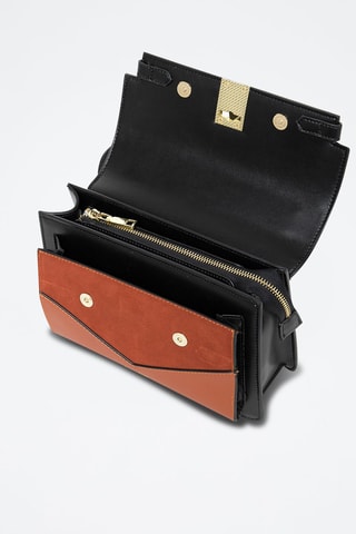 Sac bandoulière en cuir Simone - Noir et miel