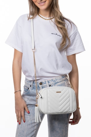 Sac bandoulière en croûte de cuir Arion - Blanc