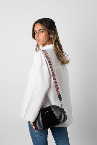 Sac bandoulière en cuir Elvis - Noir