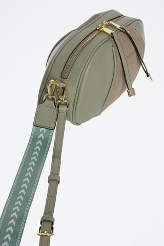 Sac bandoulière en cuir Elvis - Blanc, vert et doré