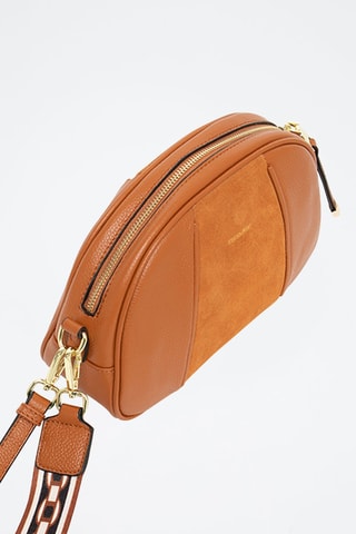 Sac bandoulière en cuir Elvis - Marron et doré