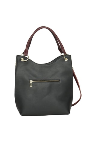 Sac porté épaule en cuir Nicole - Noir et rouge
