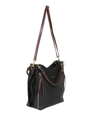 Sac porté épaule en cuir Nicole - Noir et rouge