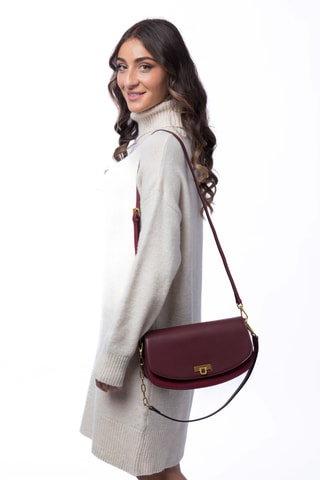 Sac porté épaule en cuir Clorys - Bordeaux