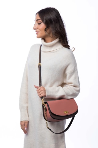 Sac porté épaule en cuir Clorys - Rose poudré