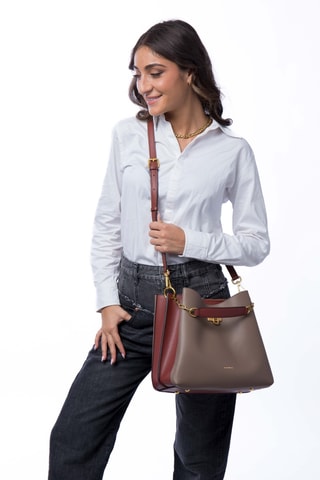 Sac porté épaule en cuir Marylou - Taupe