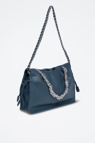 Sac porté épaule en cuir Malia - Bleu canard