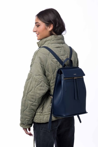 Sac à dos en cuir Vic - Bleu marine