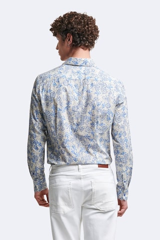 Camisa slim - Branco e azul