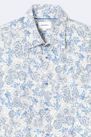 Camisa slim - Branco e azul