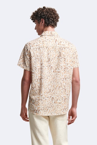 Camisa regular - Branco e salmão