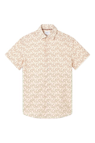 Camisa slim - Branco e laranja