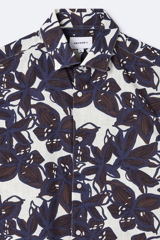 Camisa slim - Branco e castanho