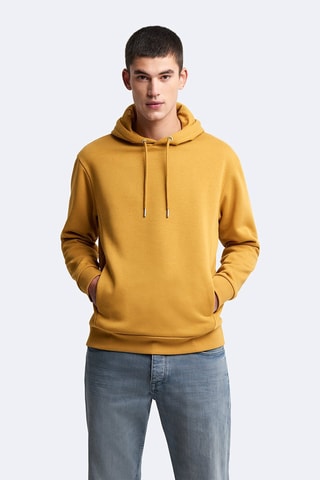 Sweat regular com capuz - Amarelo