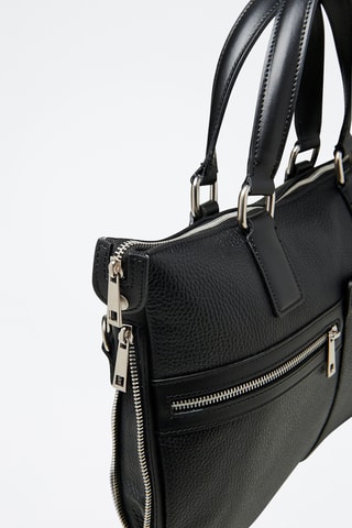 Porta computador de couro - Preto