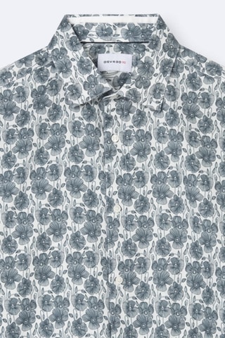 Camisa slim - Azul-pato e branco