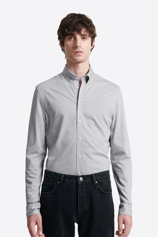 Camisa slim - Cinzento-claro