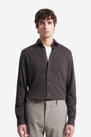 Camisa slim - Castanho-escuro mesclado