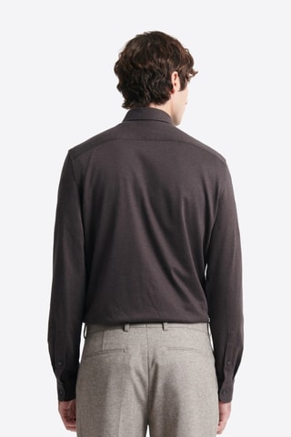 Camisa slim - Castanho-escuro mesclado