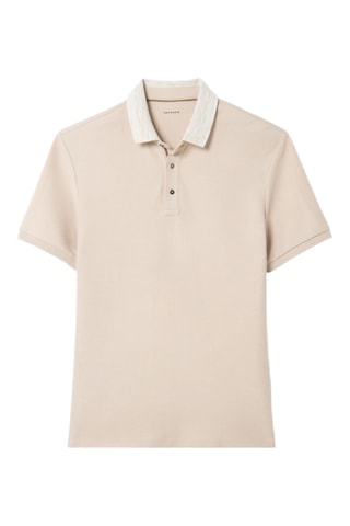 Polo slim em algodão biológico - Bege