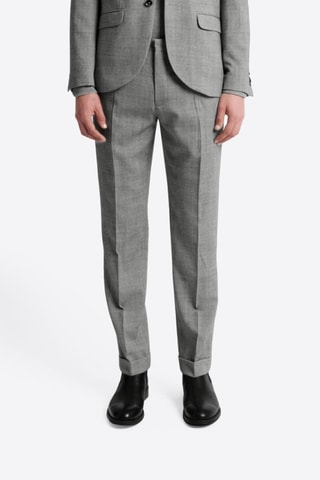 Calças regular em lã - Cinzento mesclado