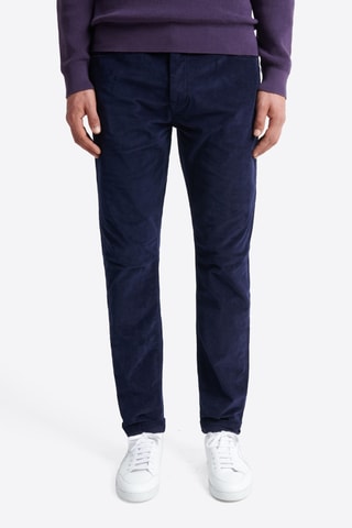 Calças slim em veludo - Azul-marinho