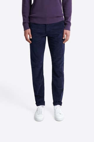 Calças slim em veludo - Azul-marinho