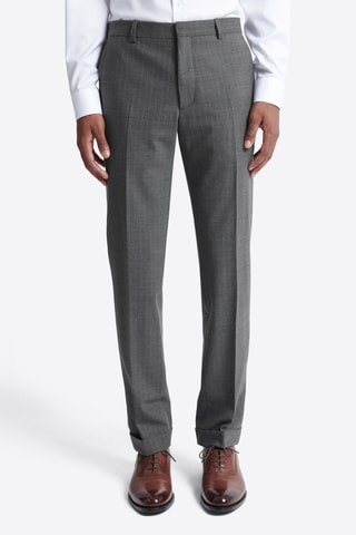 Calças de fato slim em lã - Antracite mesclado