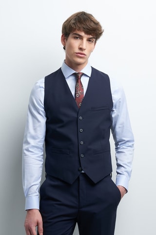 Casaco de malha de fato em lã - Azul-marinho