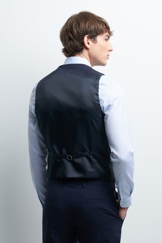 Casaco de malha de fato em lã - Azul-marinho