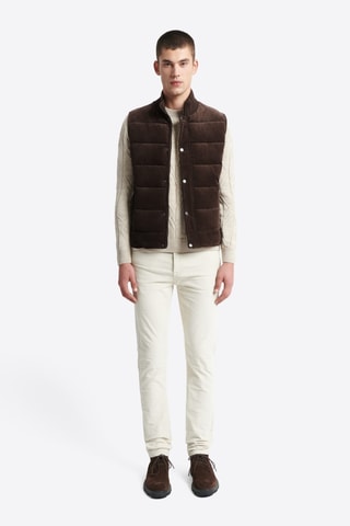 Colete acolchoado em veludo - Castanho-escuro