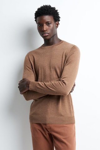 Camisola em lã merino - Camel