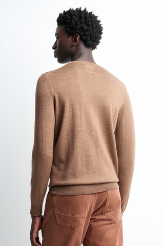 Camisola em lã merino - Camel