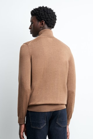 Camisola em lã merino - Camel