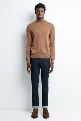 Camisola em lã merino - Camel