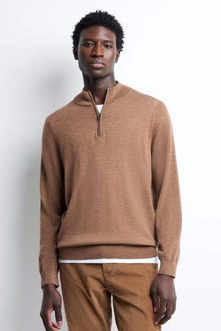 Camisola em lã merino - Camel