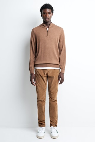 Camisola em lã merino - Camel