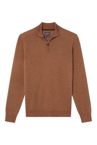 Camisola em lã merino - Camel