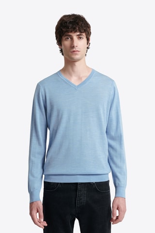 Camisola em lã merino - Azul-celeste