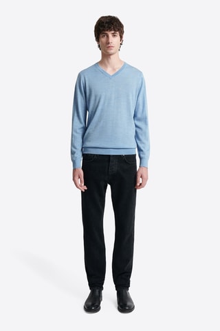 Camisola em lã merino - Azul-celeste