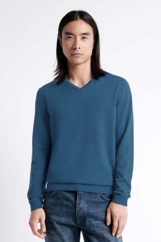 Camisola em algodão biológico - Azul-cobalto