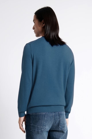 Camisola em algodão biológico - Azul-cobalto